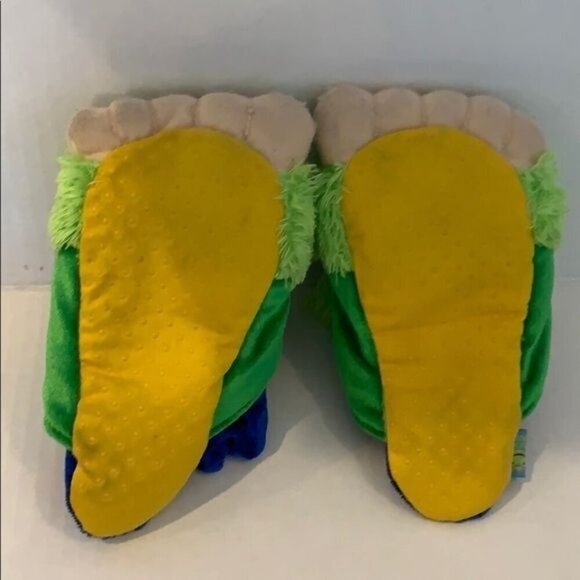 Monster Feet Slippers For Kids By Rich Frog In Green Yellow with Self Closure - Picture 2 of 7